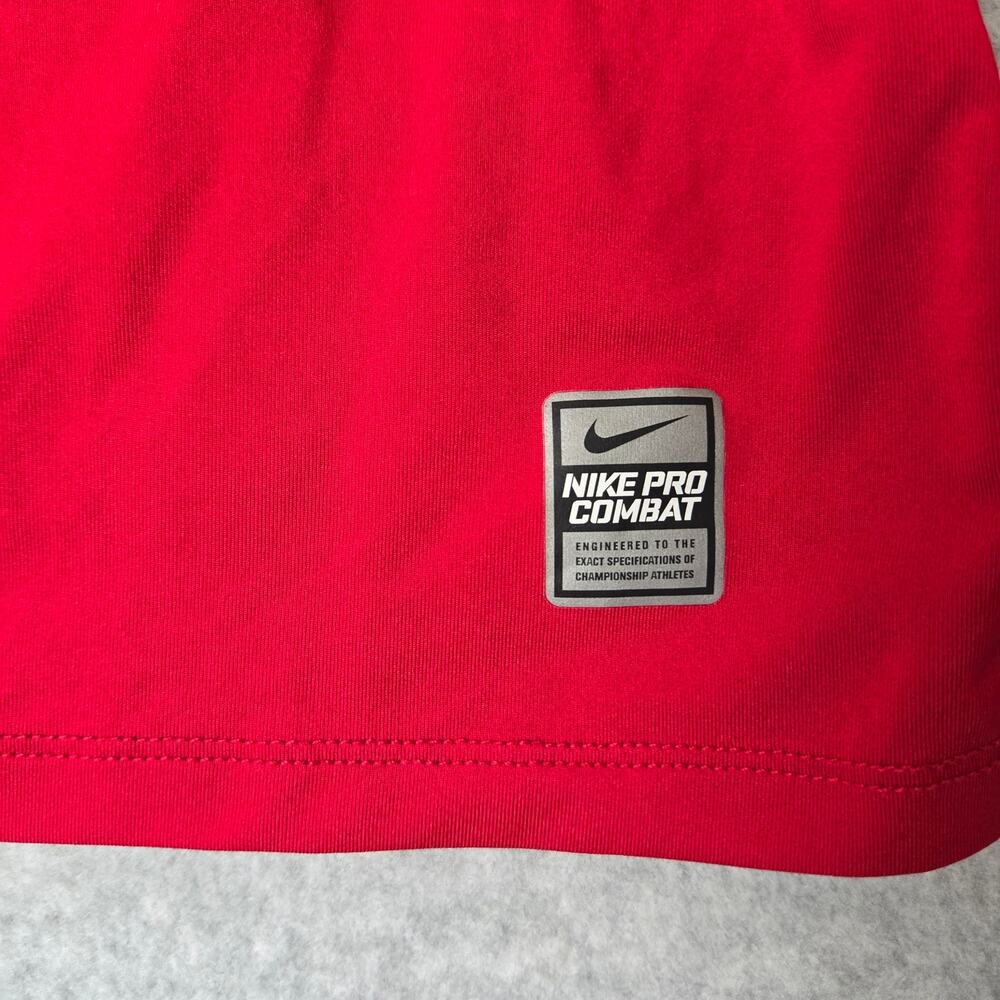 Nike Pro Combat Short Sleeve Compression Shirt Red Men's Medium - Picture 2 of 7